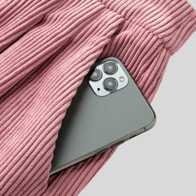 Pantalon Velours Femme Rose