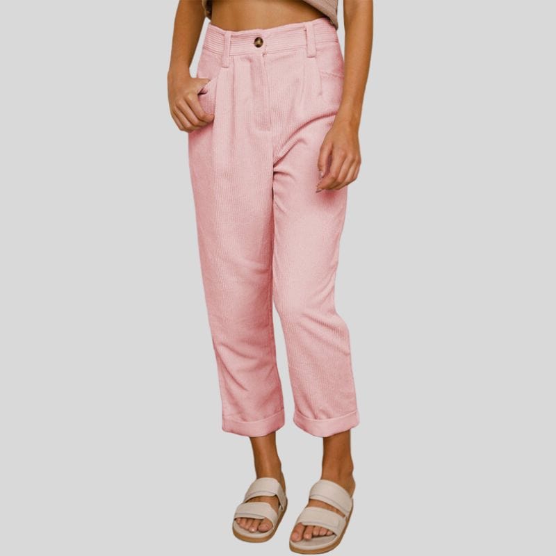 Pantalon Velours Femme Taille Haute