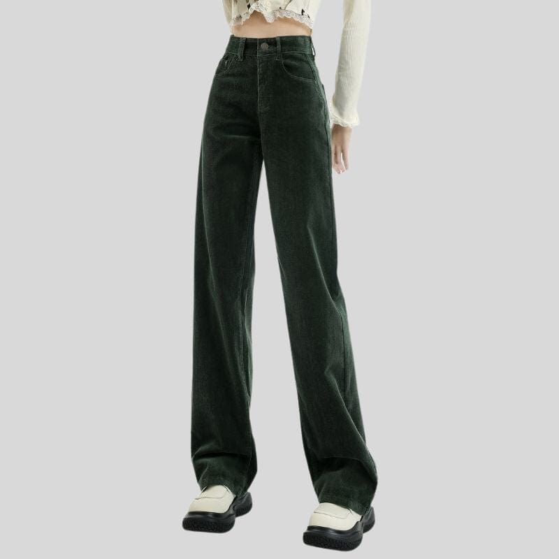 Pantalon Velours Femme Vert
