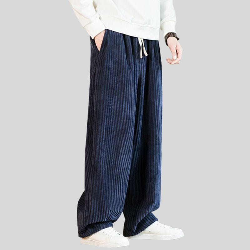 Pantalon Velours Homme Bleu Marine