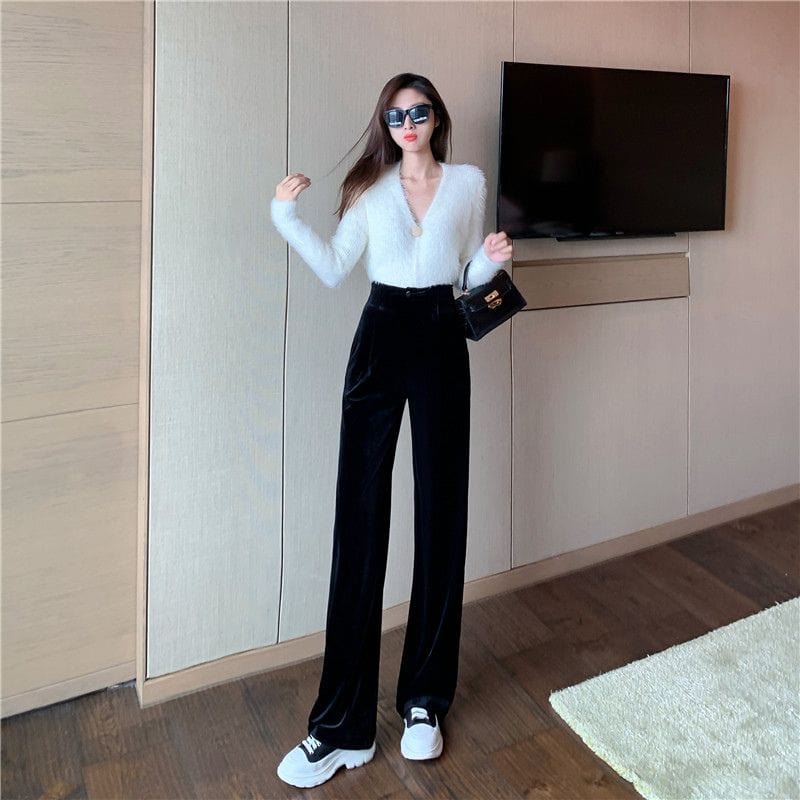 Pantalon Velours Lisse Femme