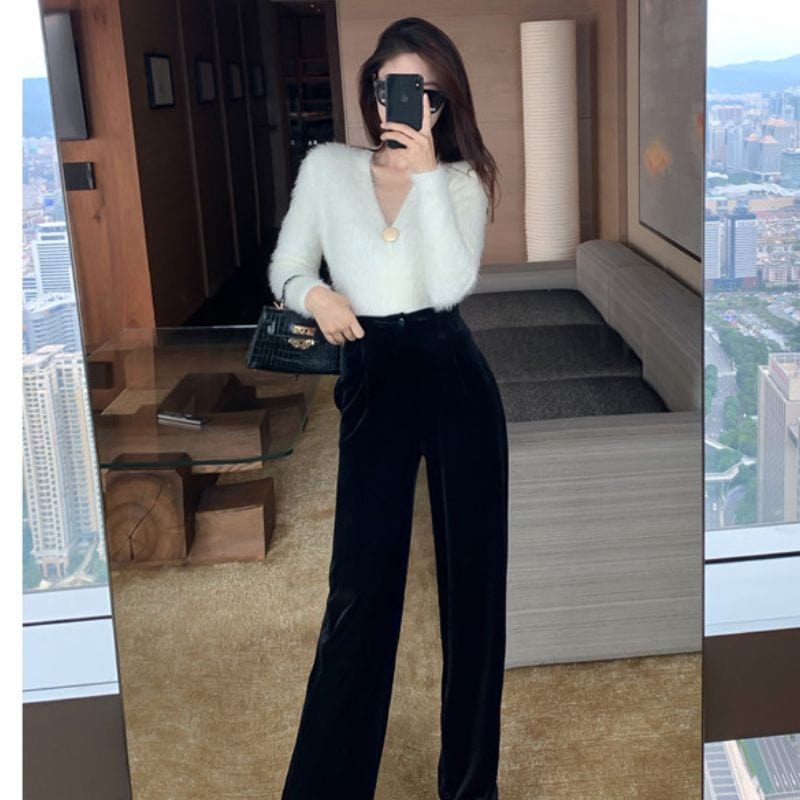 Pantalon Velours Lisse Femme