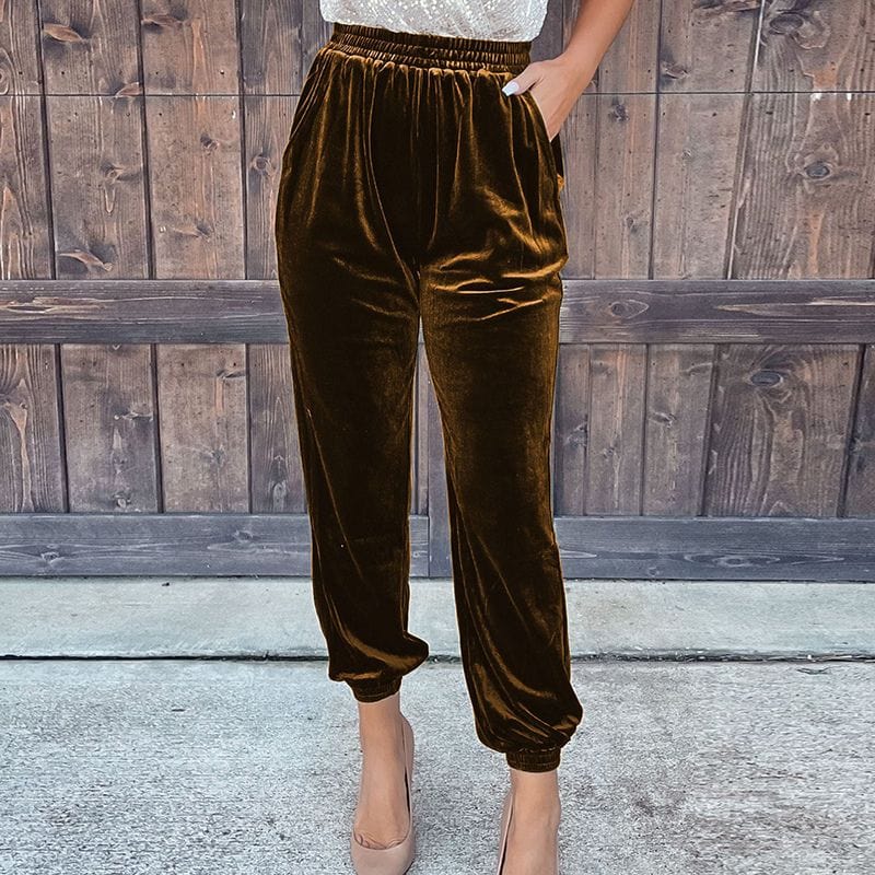 Pantalon Velours Marron Femme