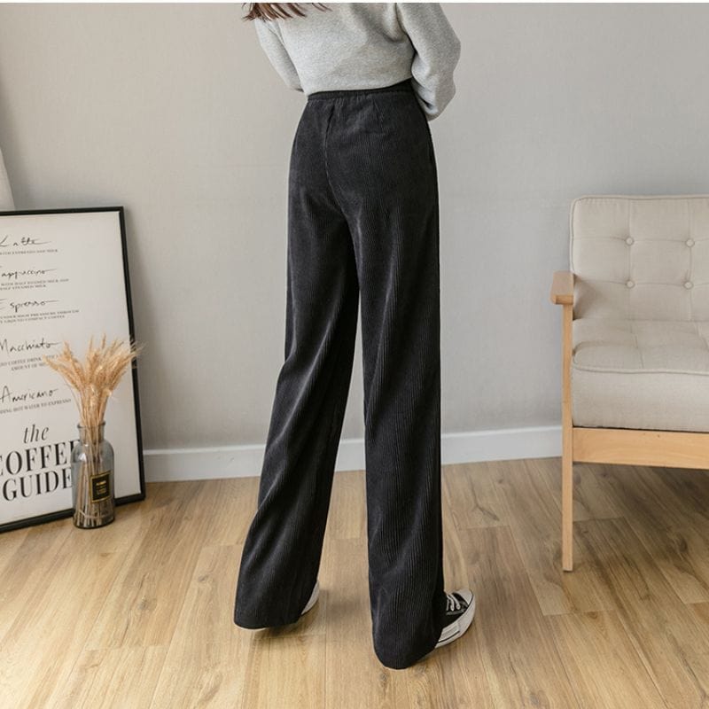 Pantalon Velours Noir Femme