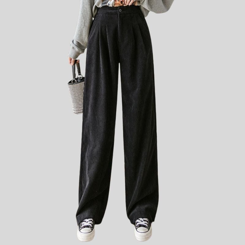 Pantalon Velours Noir Femme