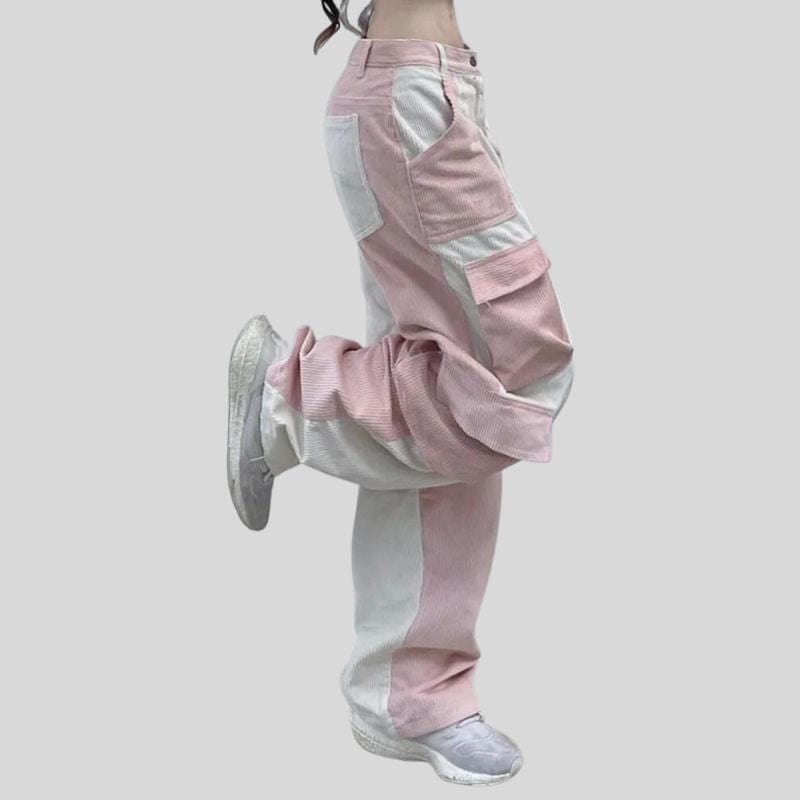 Pantalon Velours Rose Femme