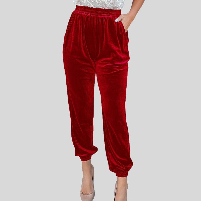 Pantalon Velours Rouge Femme