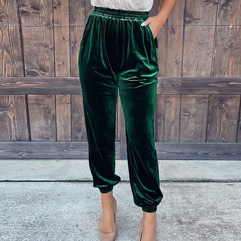 Pantalon Velours Vert Femme