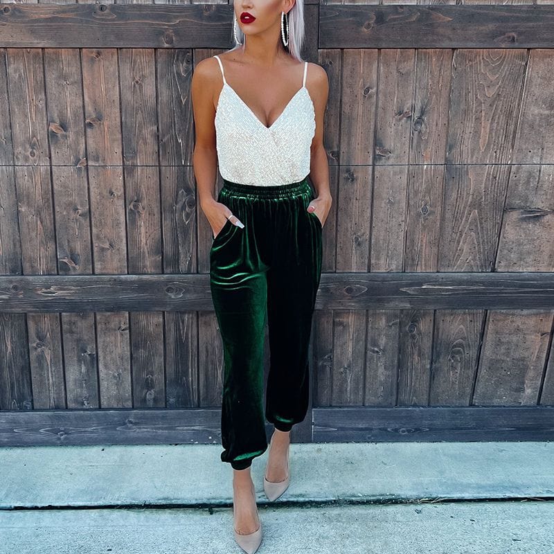 Pantalon Velours Vert Femme