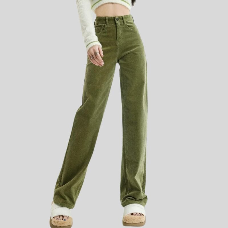 Pantalon Vert Velours Femme
