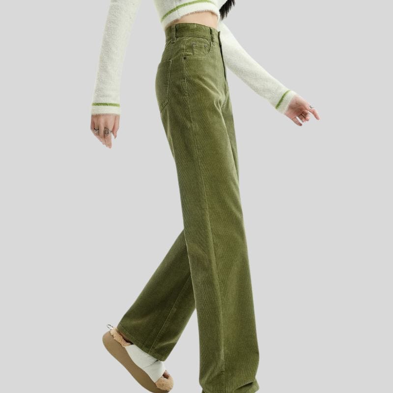 Pantalon Vert Velours Femme