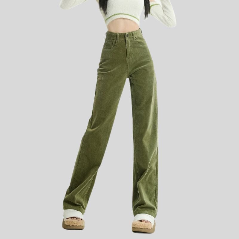 Pantalon Vert Velours Femme
