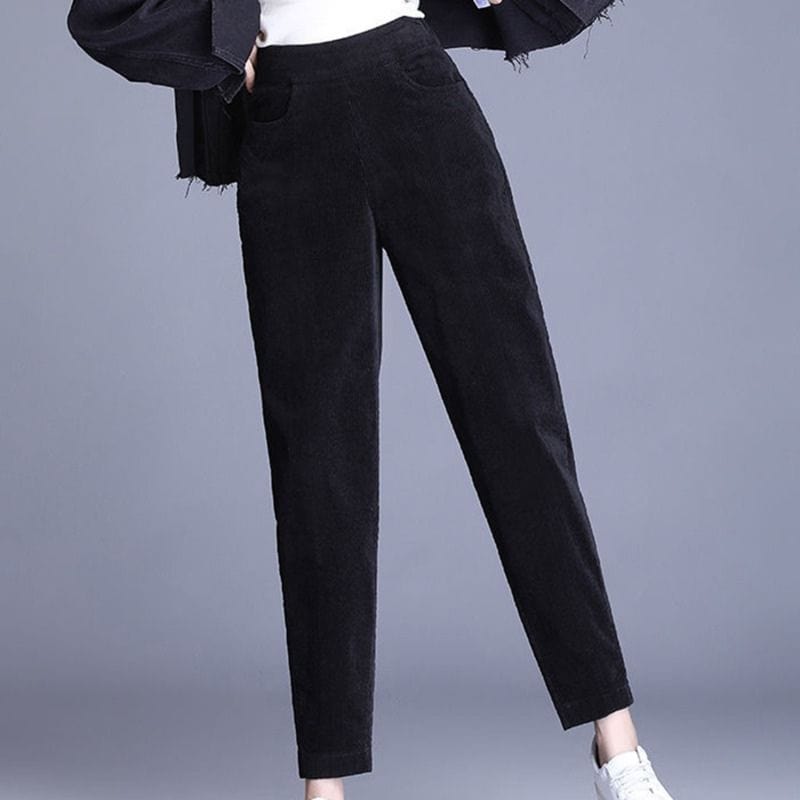 Pantalon en Velours Noir Femme