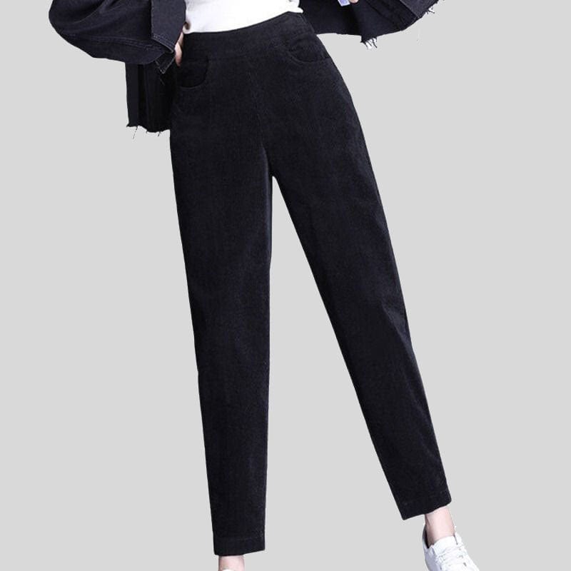 Pantalon en Velours Noir Femme