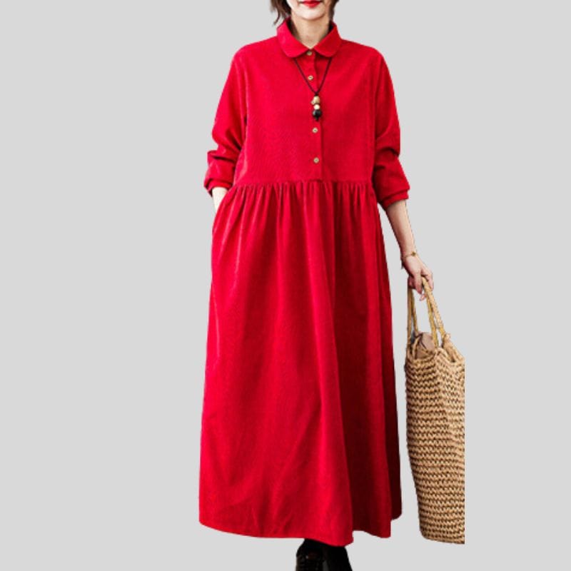 Robe Chemise Velour Cotelé