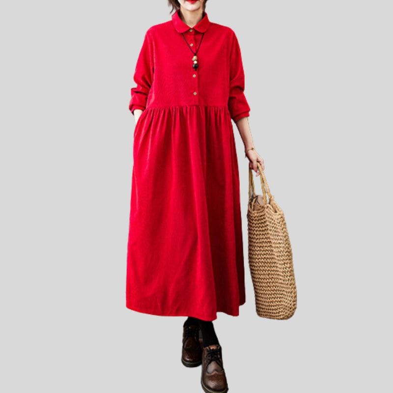 Robe Chemise Velour Cotelé