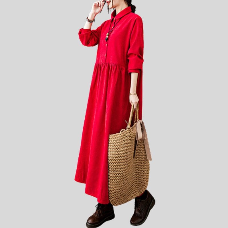 Robe Chemise Velour Cotelé