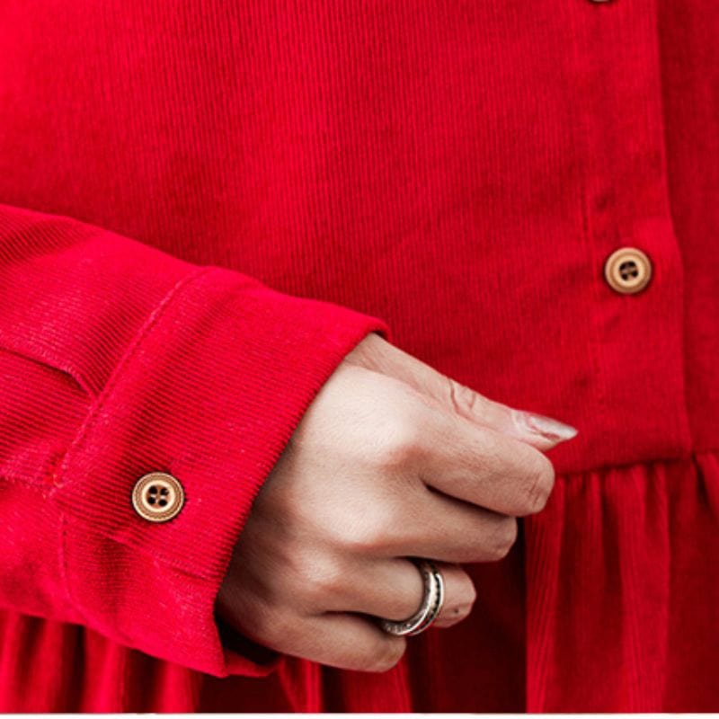 Robe Chemise Velour Cotelé