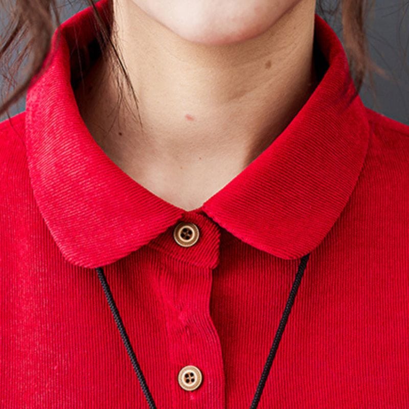 Robe Chemise Velour Cotelé