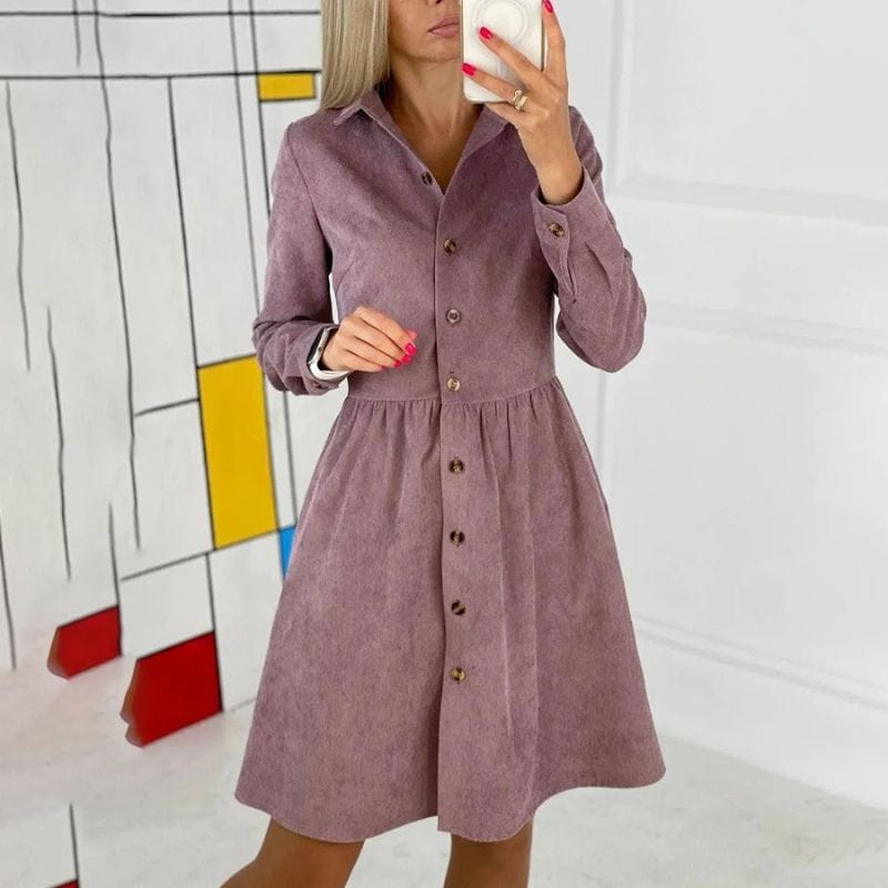 Robe Chemise Velours Cotelé Femme