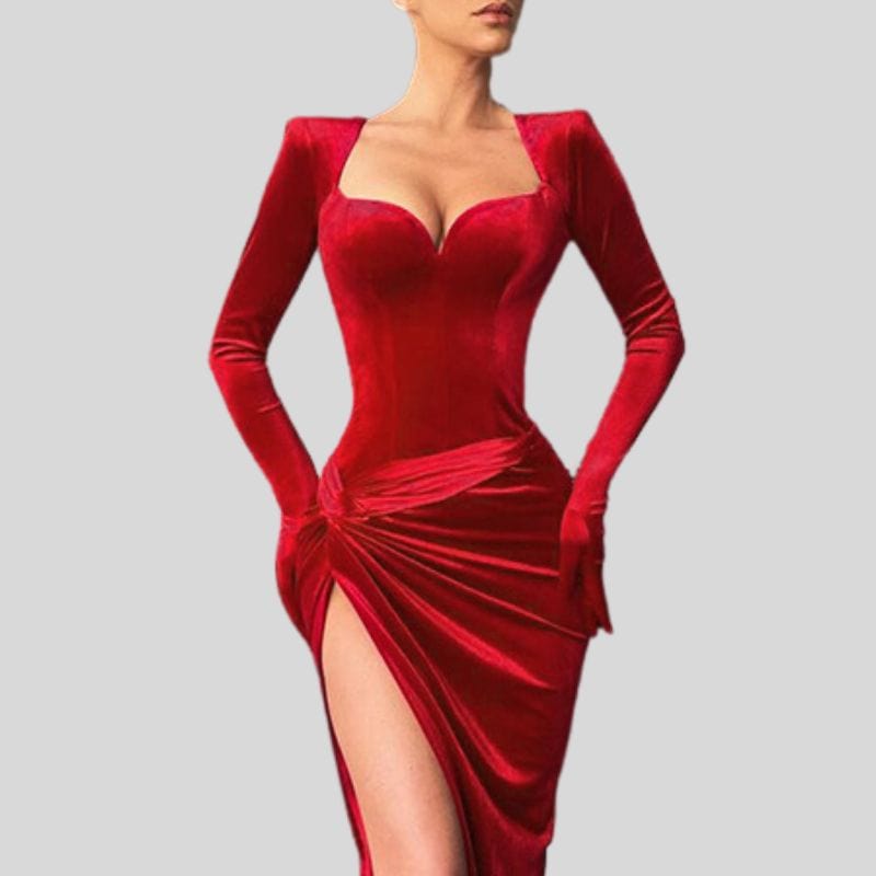 Robe Longue Velours Rouge