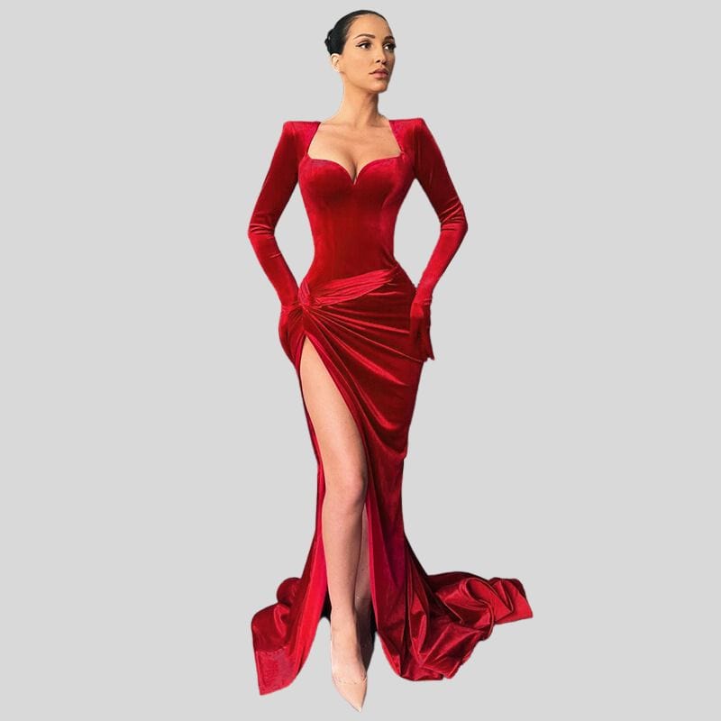 Robe Longue Velours Rouge