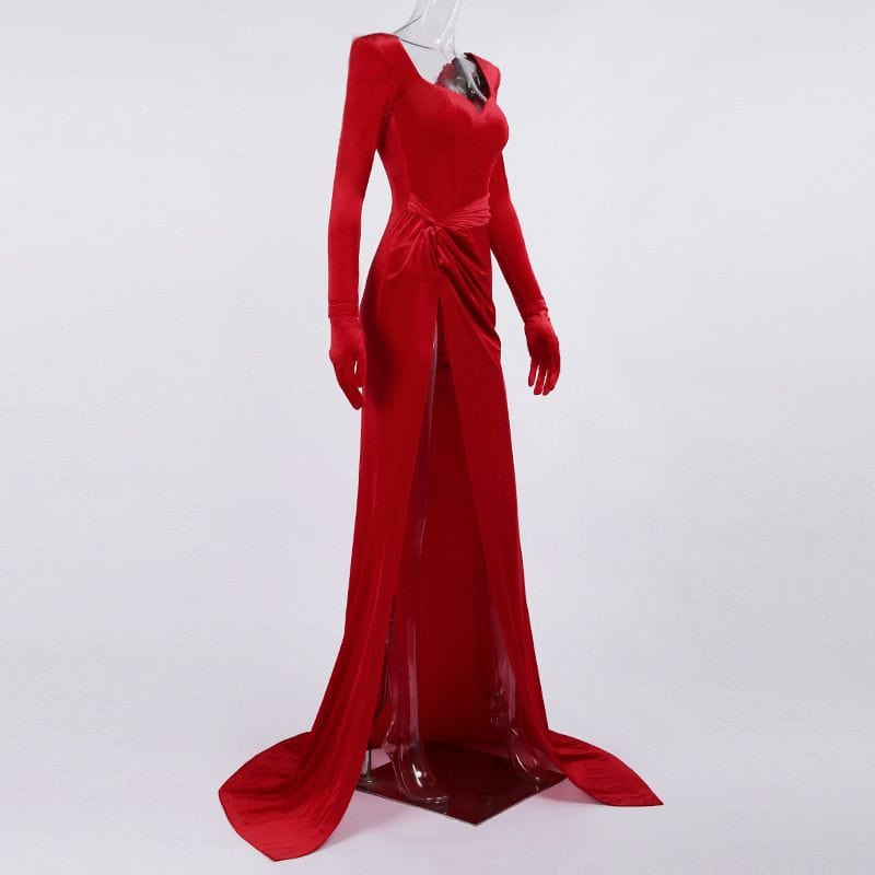 Robe Longue Velours Rouge