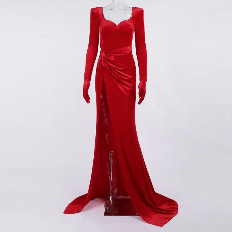Robe Longue Velours Rouge