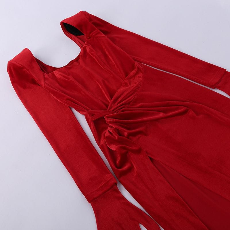 Robe Longue Velours Rouge