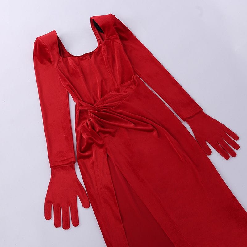 Robe Longue Velours Rouge
