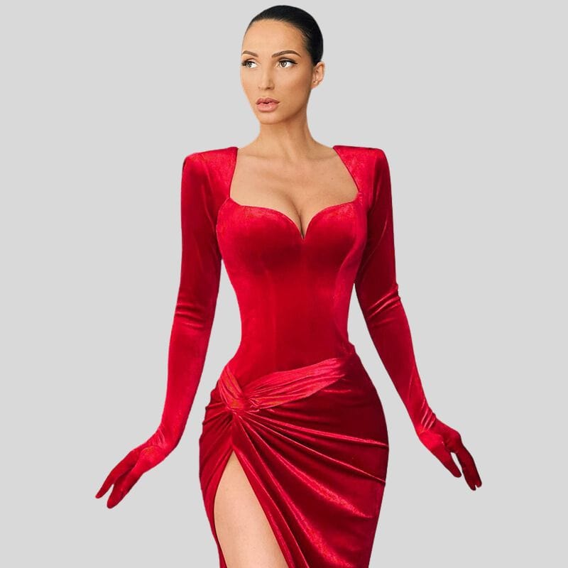 Robe Longue Velours Rouge