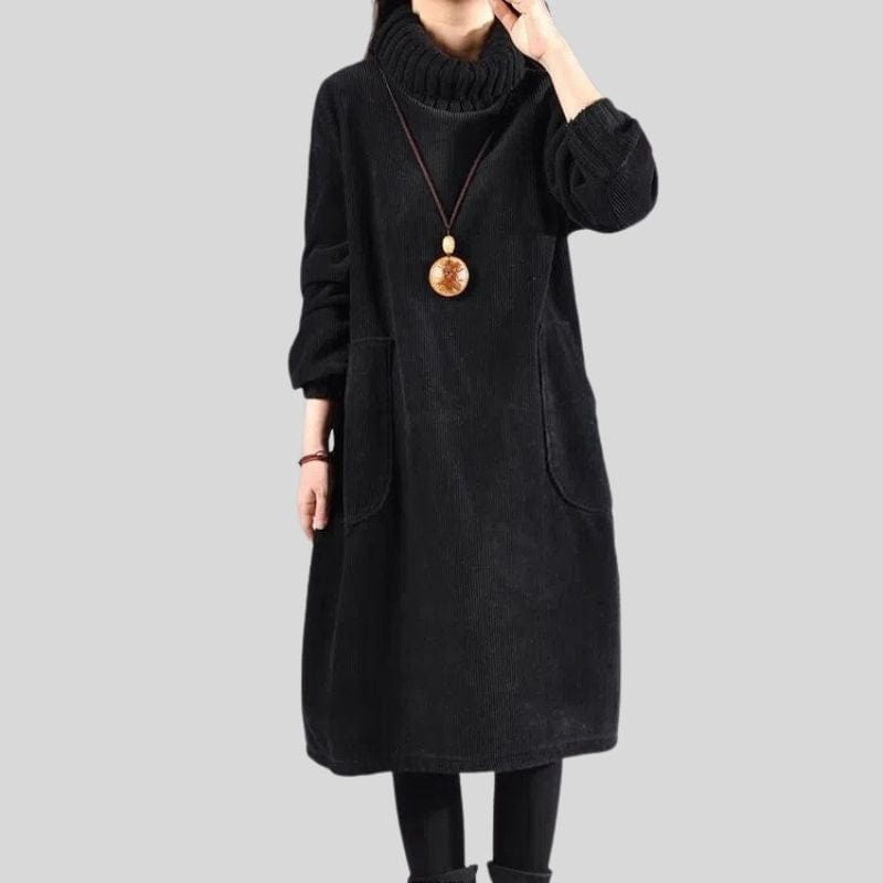 Robe Velour Cotelé Femme