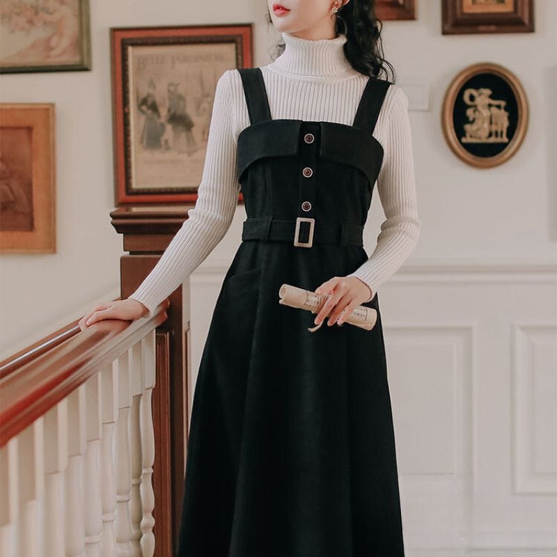 Robe Velour Noir Longue