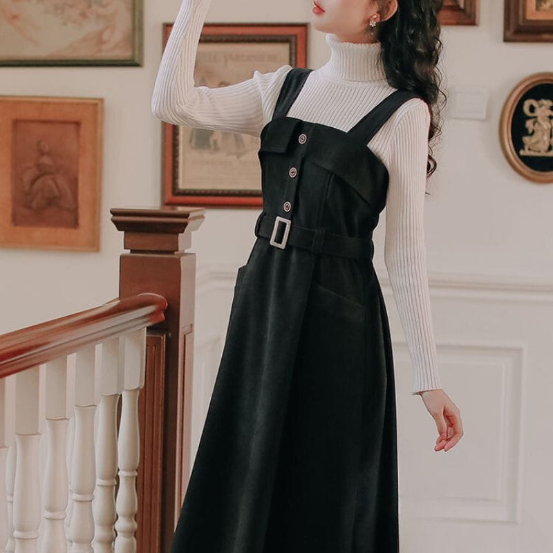 Robe Velour Noir Longue