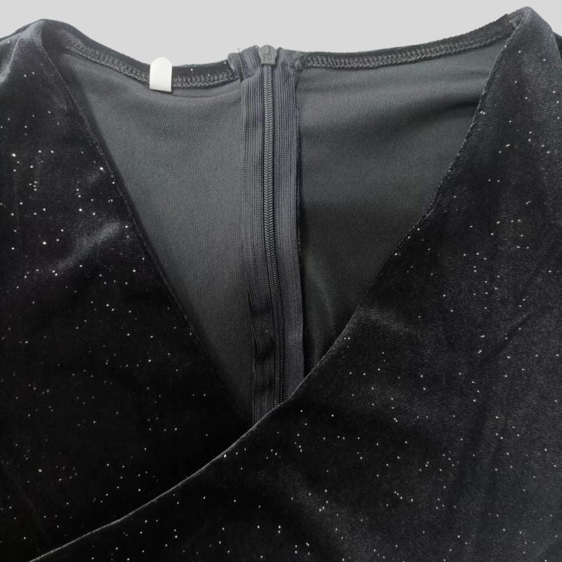 Robe Velour Noir Manche Longue