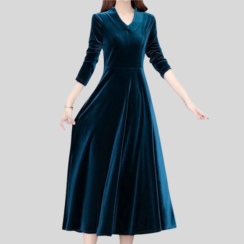 Robe Velours Bleu Canard