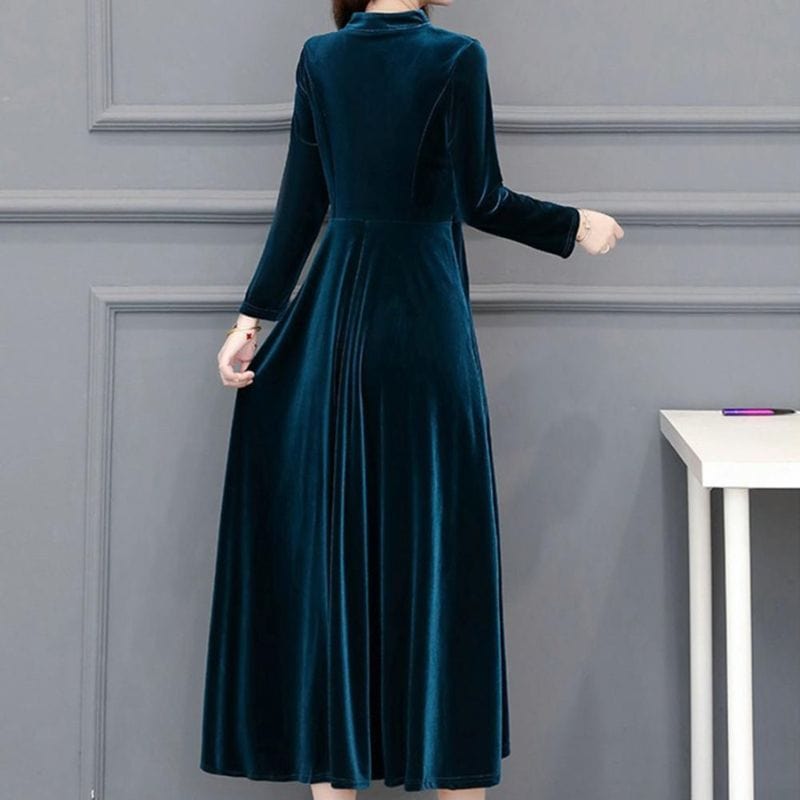 Robe Velours Bleu Canard