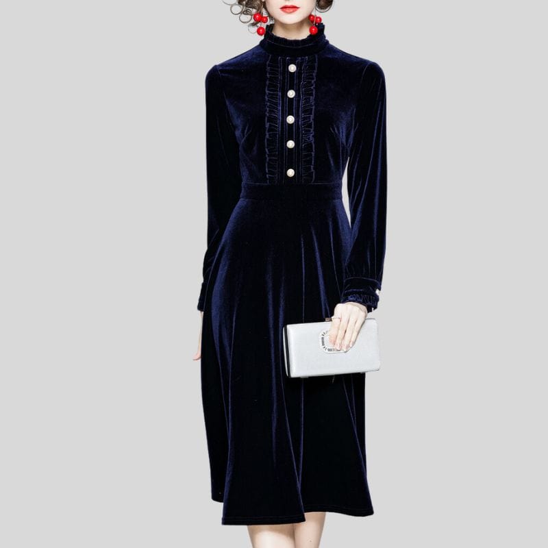 Robe Velours Bleu Marine