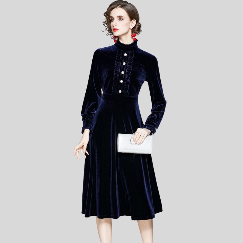 Robe Velours Bleu Marine