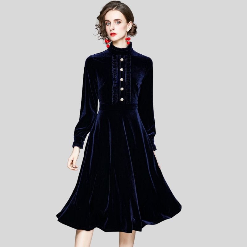 Robe Velours Bleu Marine