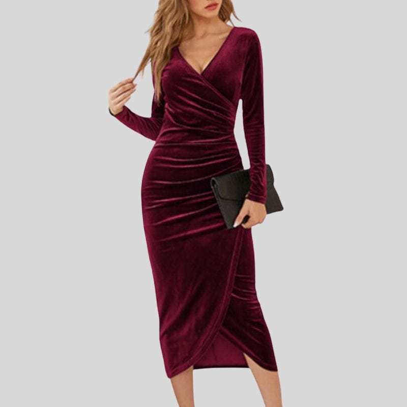 Robe Velours Bordeaux