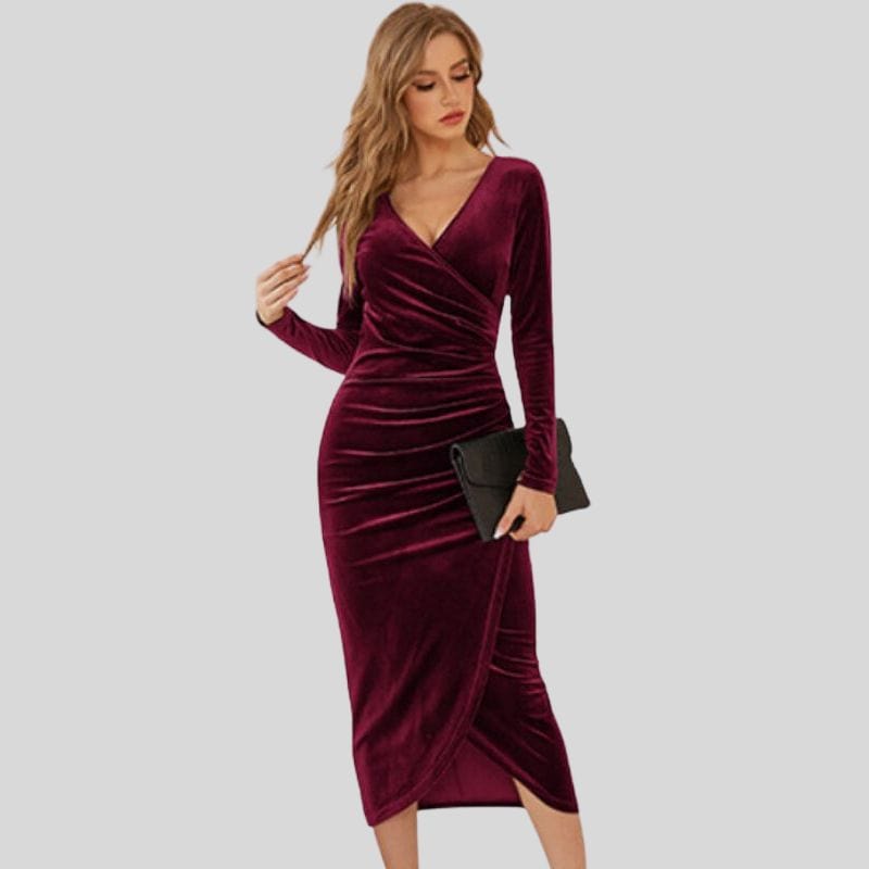 Robe Velours Bordeaux