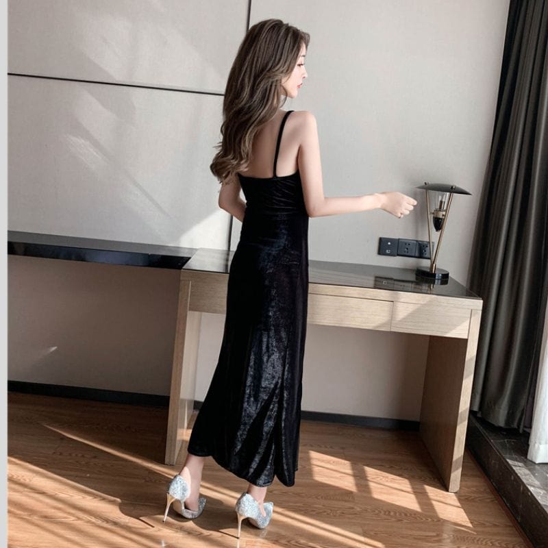 Robe Velours Femme Noir