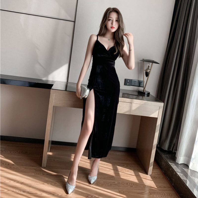 Robe Velours Femme Noir