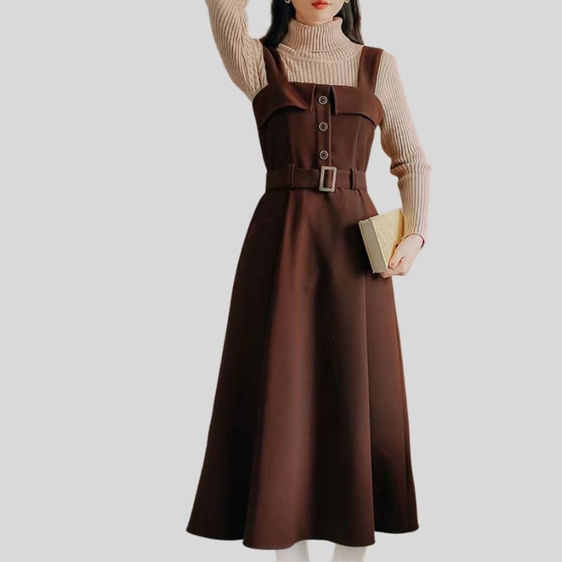 Robe Velours Marron Femme