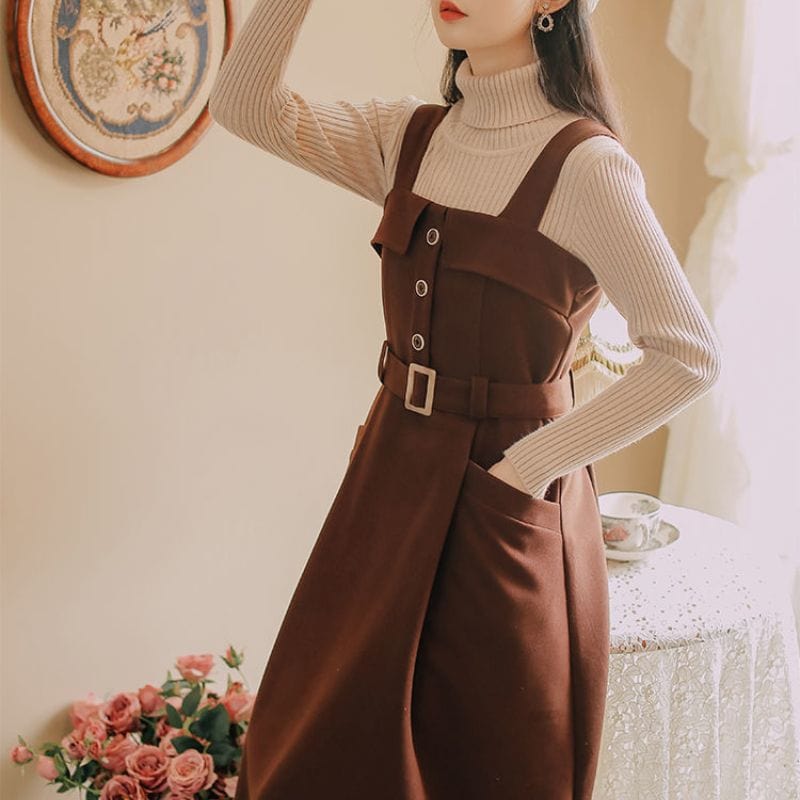Robe Velours Marron Femme