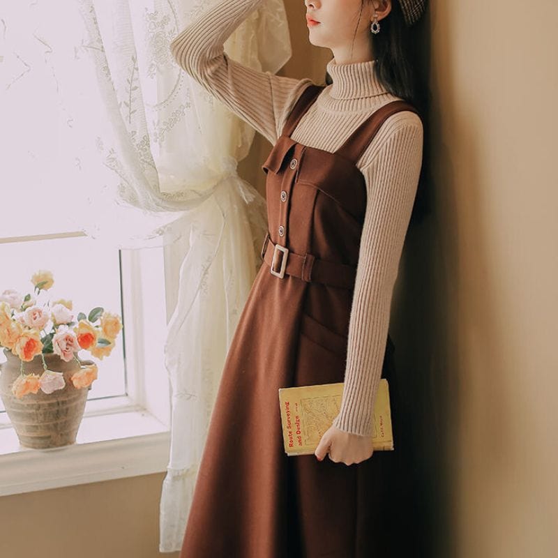 Robe Velours Marron Femme