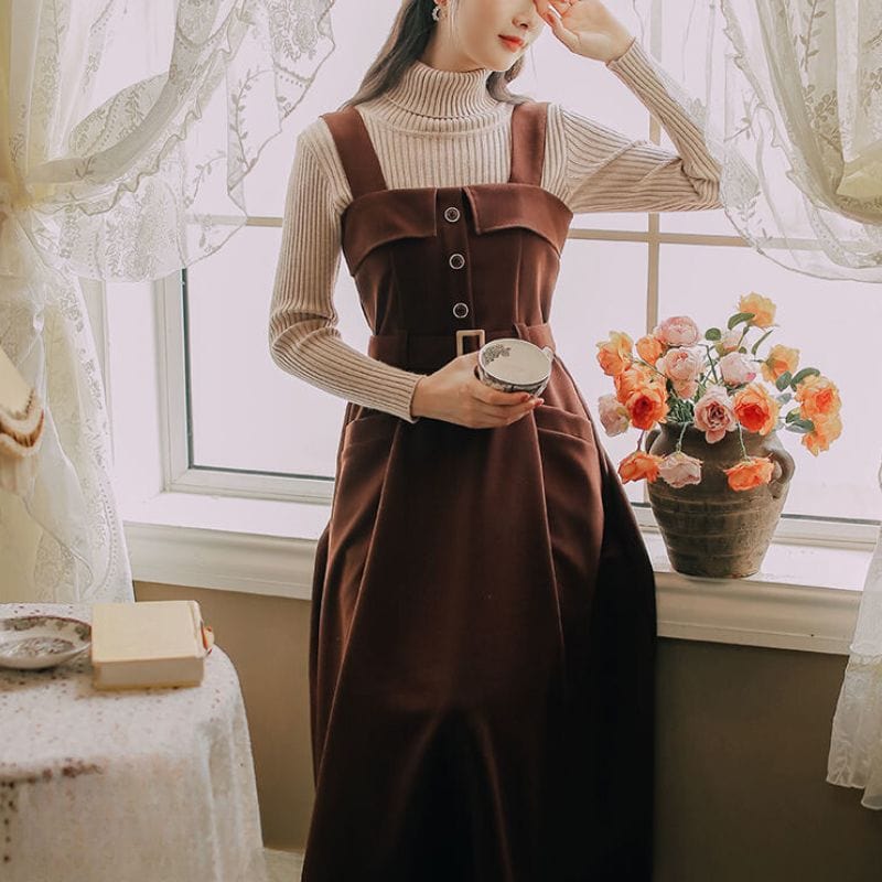 Robe Velours Marron Femme