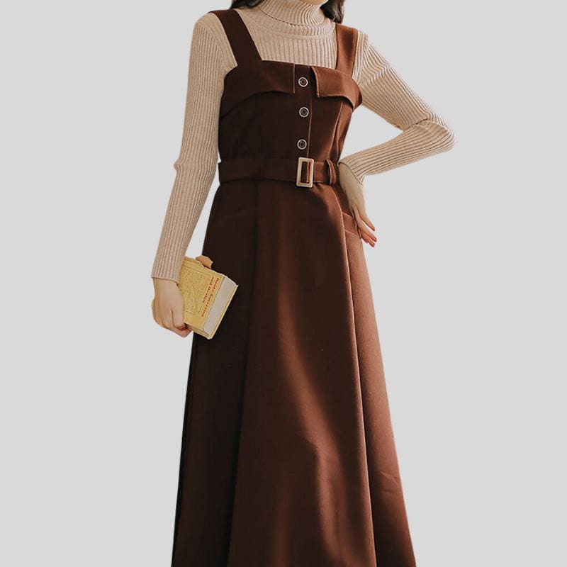 Robe Velours Marron Femme