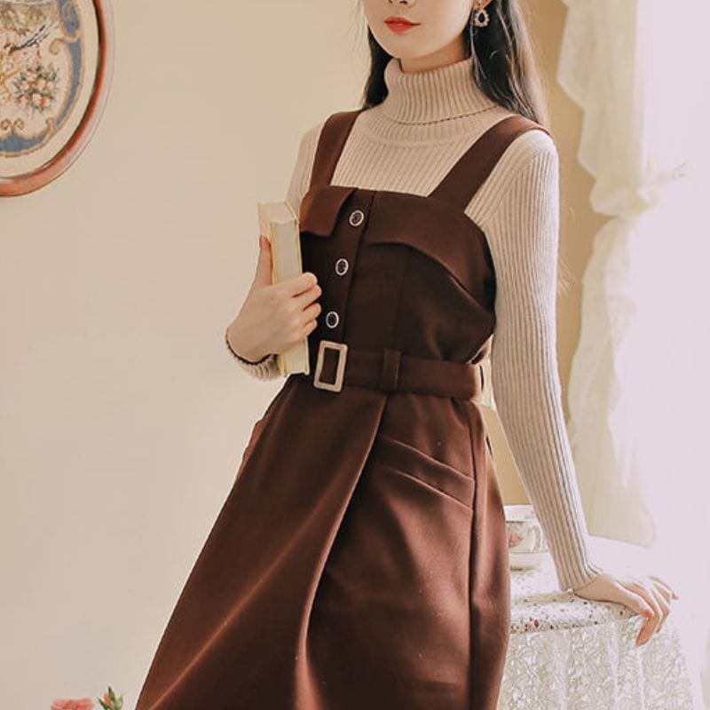 Robe Velours Marron Femme